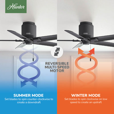 44 inch Terrace Cove Matte Black Low Profile Damp Rated Ceiling Fan and Pull Chain