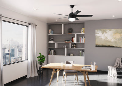 52 inch Anslee Matte Black Ceiling Fan with LED Light Kit and Pull Chain