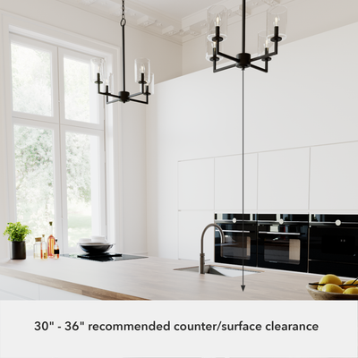 Kerrison 20.5-inch 4-light Natural Black Iron Chandelier with Seeded Glass
