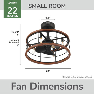 22 inch Bridgette Fandelier Matte Black Ceiling Fan with Light Kit and Handheld Remote