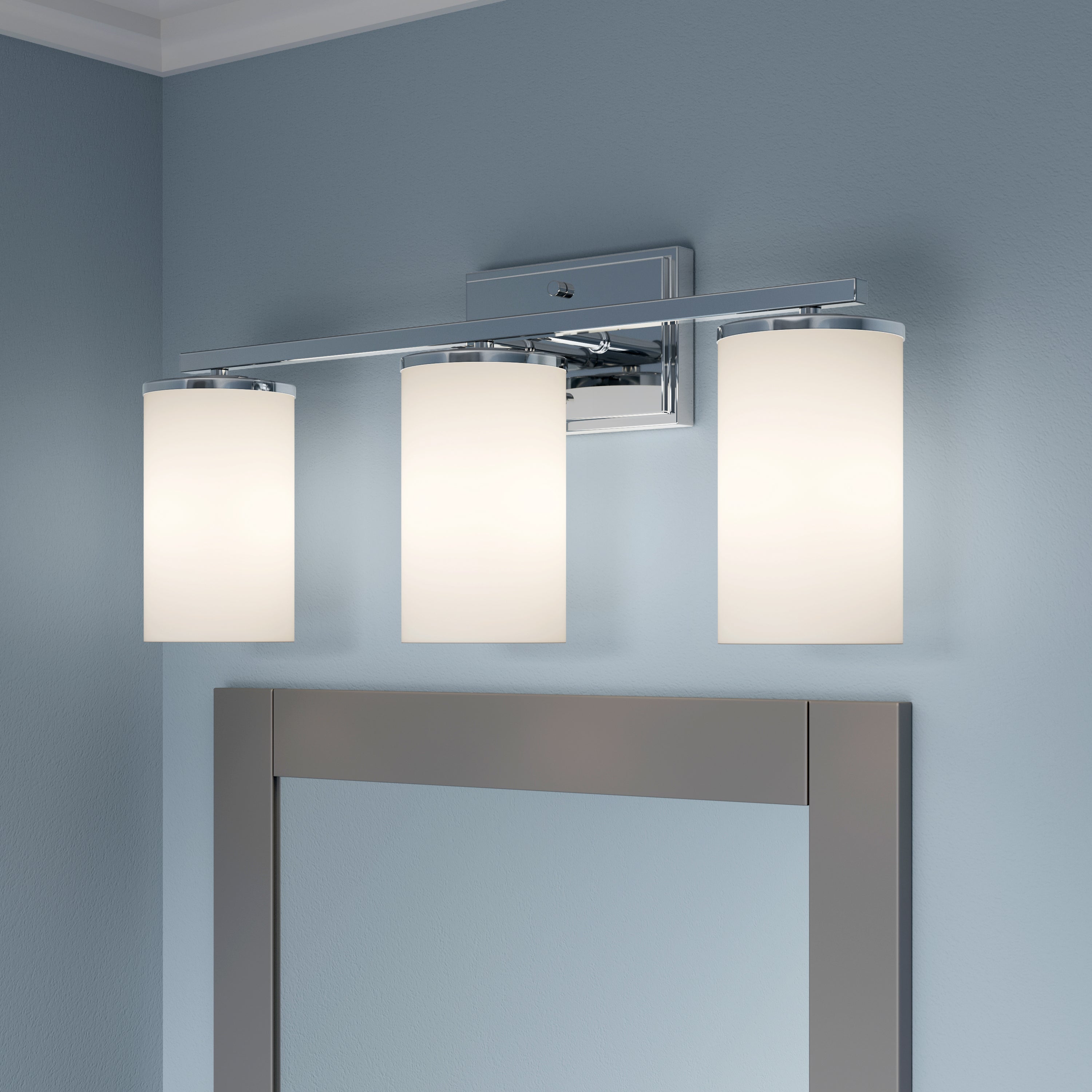 22-inch Verlana Chrome 3-Light Etched White Glass Bathroom Vanity Light