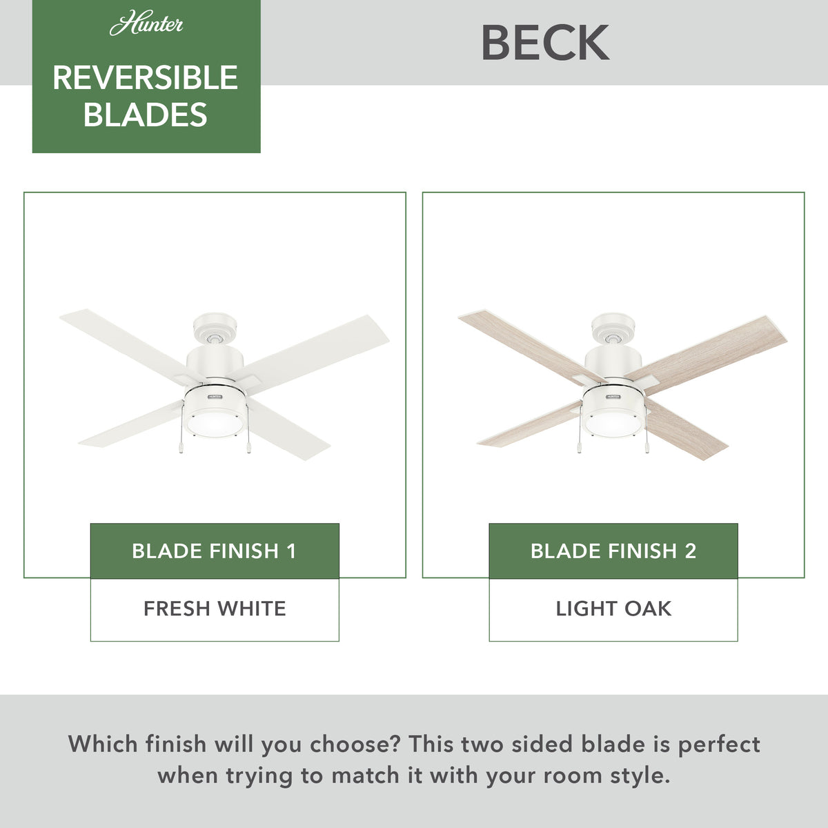 52 inch Beck Fresh White Ceiling Fan with LED Light Kit and Pull Chain