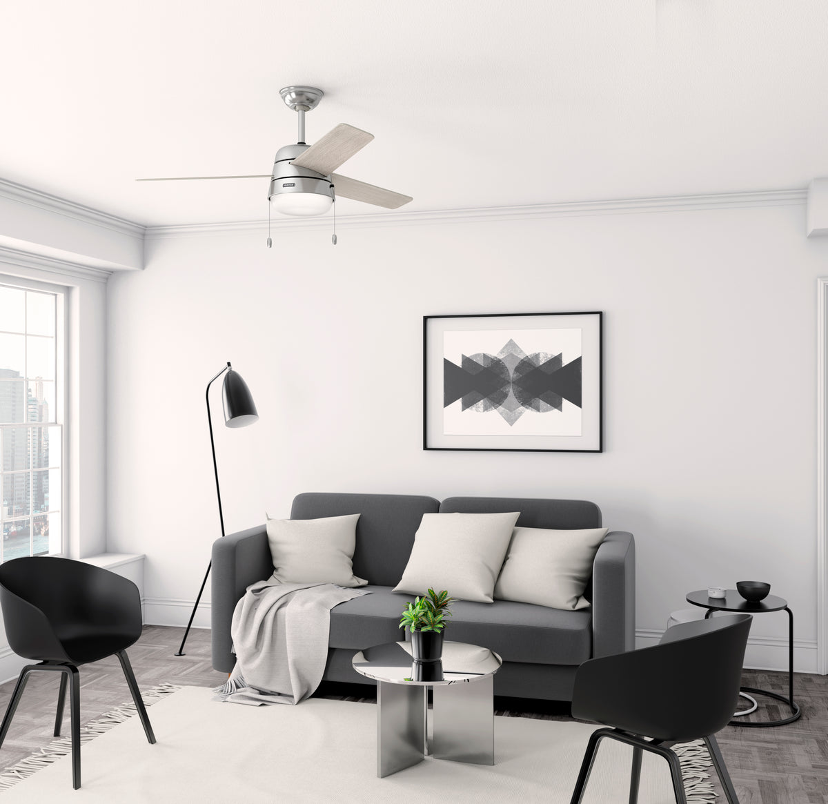 52 inch Aker Brushed Nickel Ceiling Fan with LED Light Kit and Pull Chain