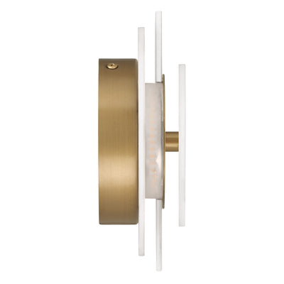 Opaline Crest 8-inch 1-light Matte White Ceramic and Luxe Gold 2500K LED Wall Sconce with Matte White Ceramic Shade