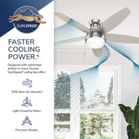 52 inch Lilliana Brushed Nickel Low Profile Ceiling Fan with LED Light Kit and Pull Chain