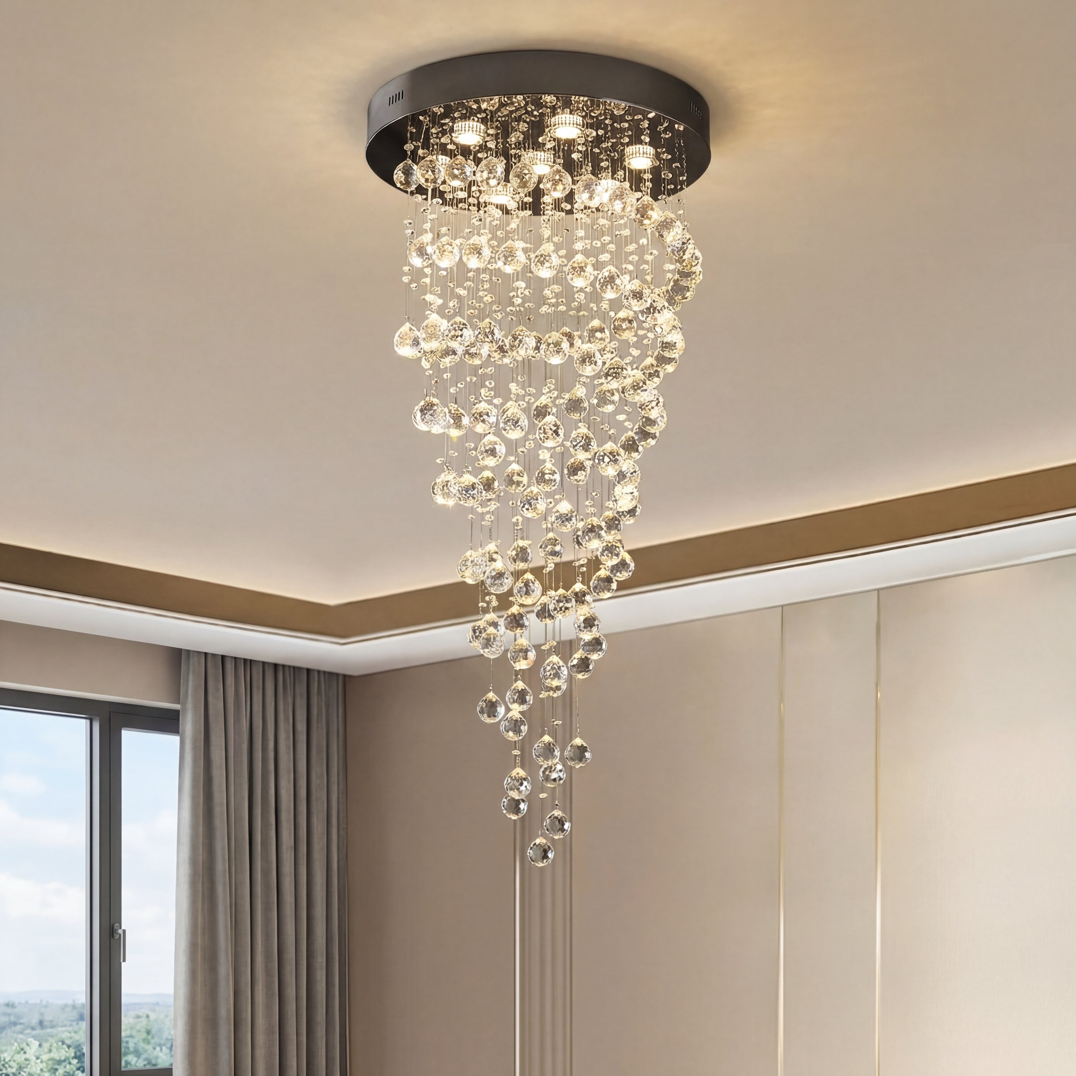 Double Helix 7 Light Crystal Chandelier