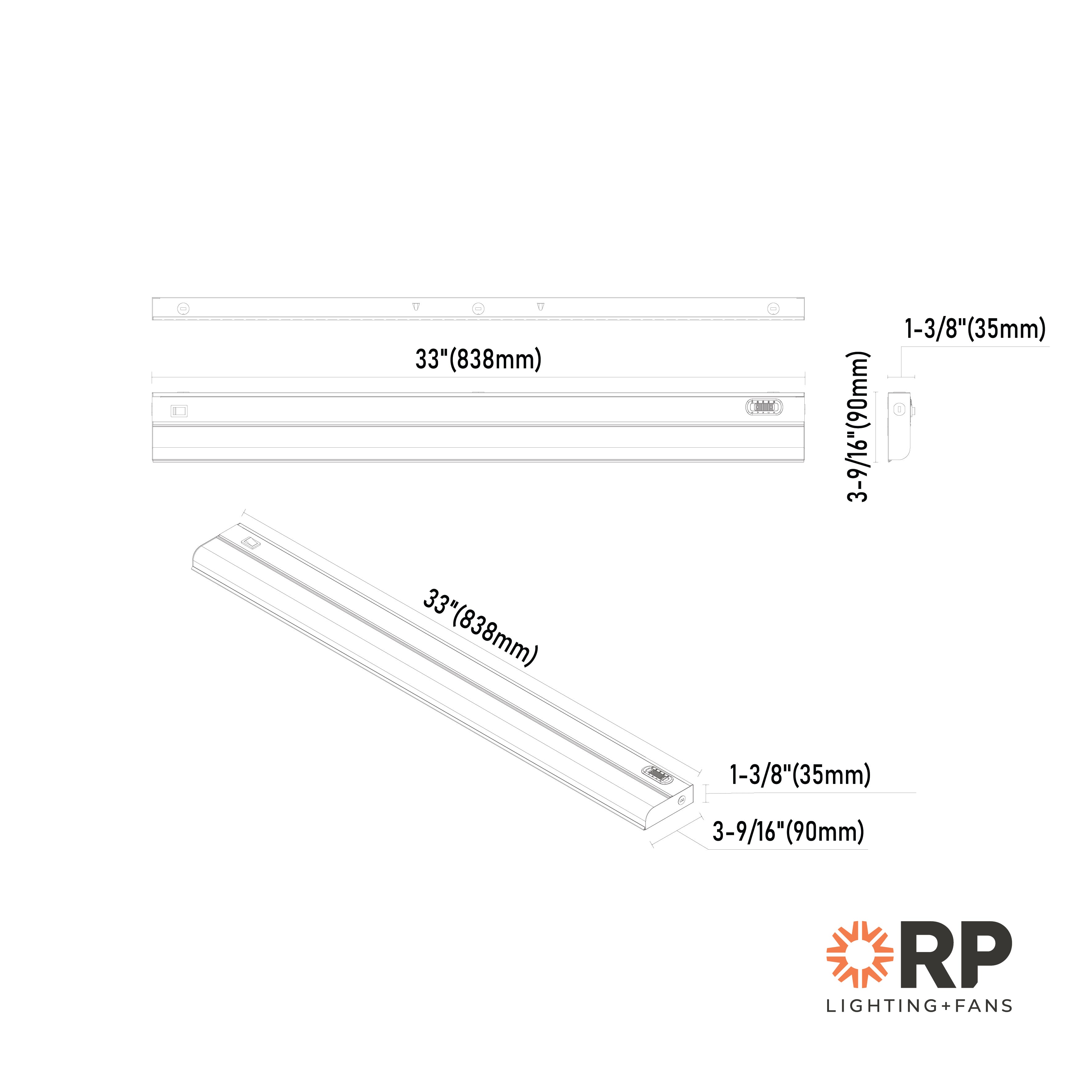 33-inch White Under Cabinet Light