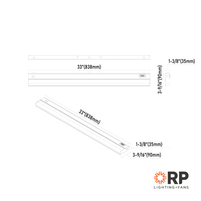 33-inch White Under Cabinet Light