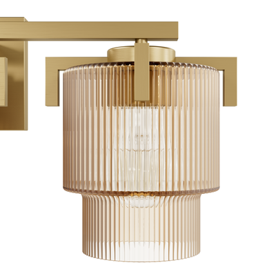 Ontario 24-inch 3-light Luxe Gold Vanity Light with Amber Glass