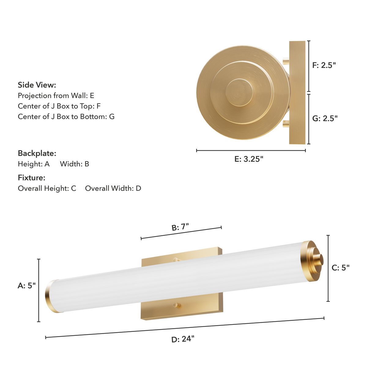 Holly Grove 24-inch 2-light Alturas Gold Vanity Light with Cased White Glass