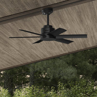 44 inch Kennicott Matte Black Damp Rated Ceiling Fan and Wall Control