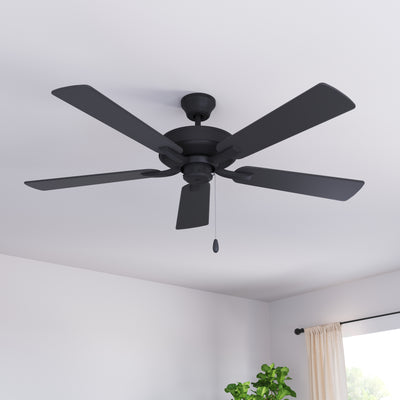 52 Inch Coltstaff AC Matte Black Indoor Ceiling Fan 5-Blade Reversible