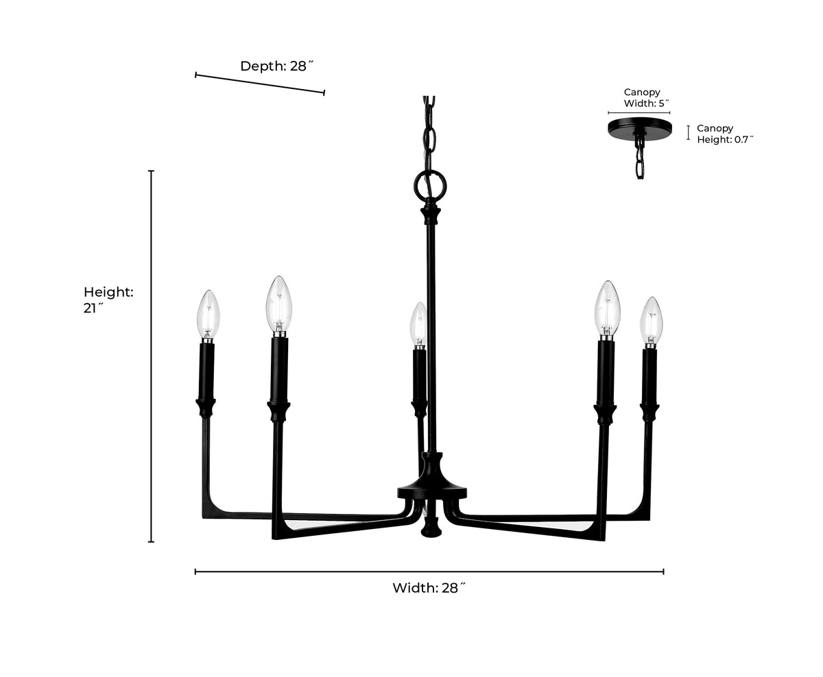 21'' Azara Vintage Brass 5 Light Chandelier