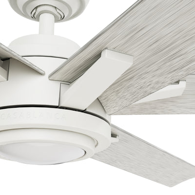 Casablanca 65 inch Melia ENERGY STAR® Fresh White Damp Rated Ceiling Fan with LED Light Kit and Wall Control and Handheld Remote