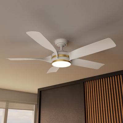 Casablanca 52 inch Julia ENERGY STAR® Fresh White Damp Rated Ceiling Fan with LED Light Kit and Wall Control