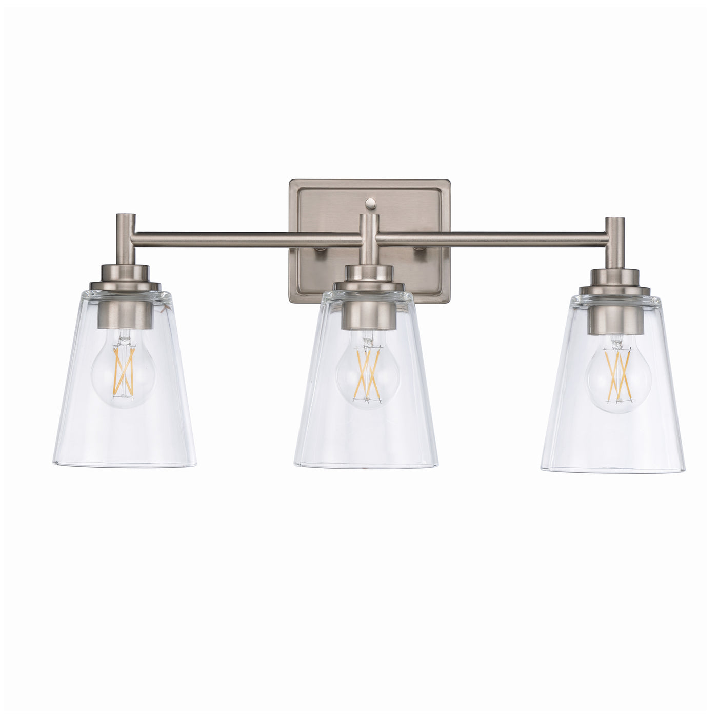 22-inch 3-light Brushed Nickel Vanity Light with Clear Glass Shade