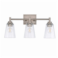 22-inch 3-light Brushed Nickel Vanity Light with Clear Glass Shade