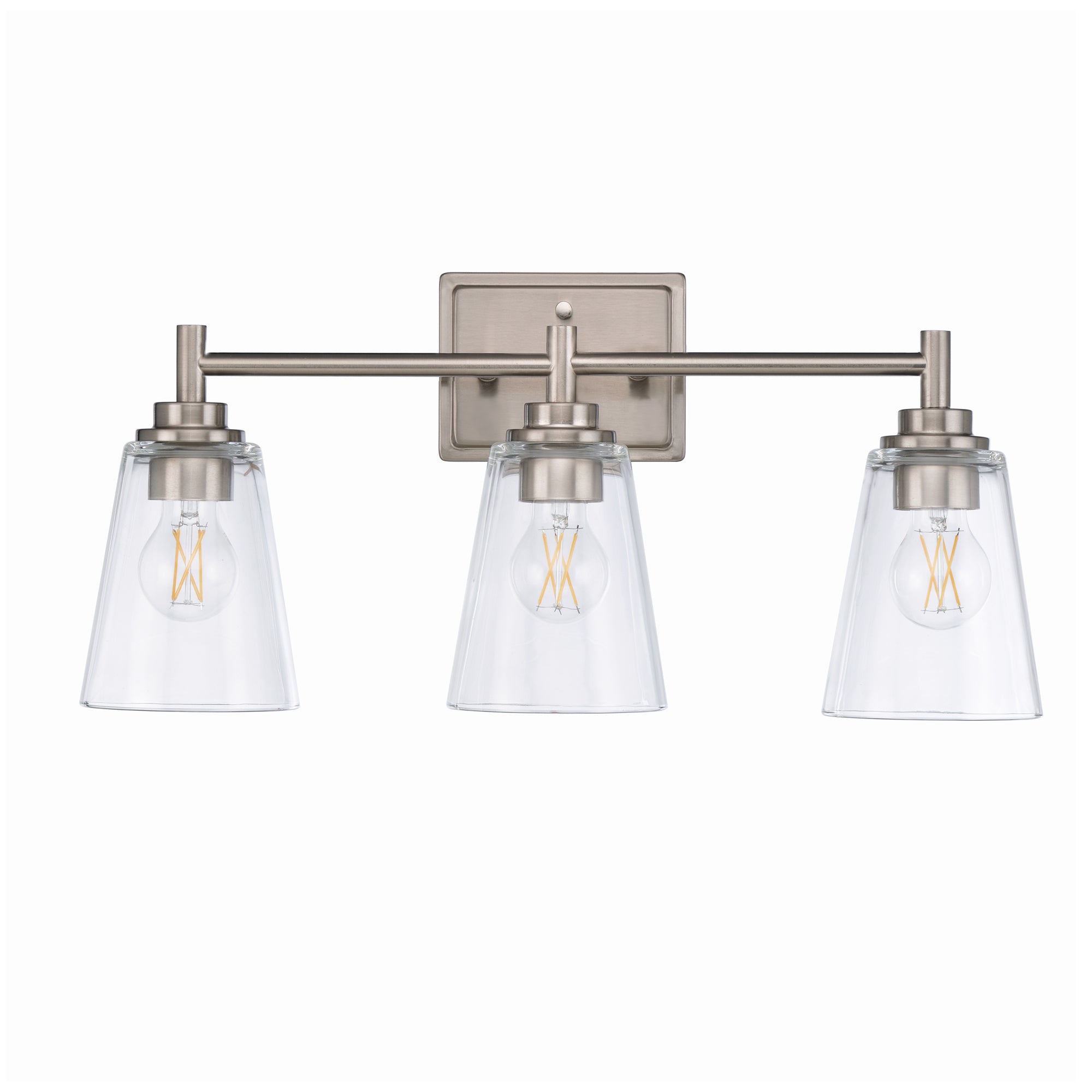 22-inch 3-light Brushed Nickel Vanity Light with Clear Glass Shade