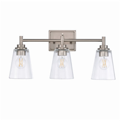22-inch 3-light Brushed Nickel Vanity Light with Clear Glass Shade