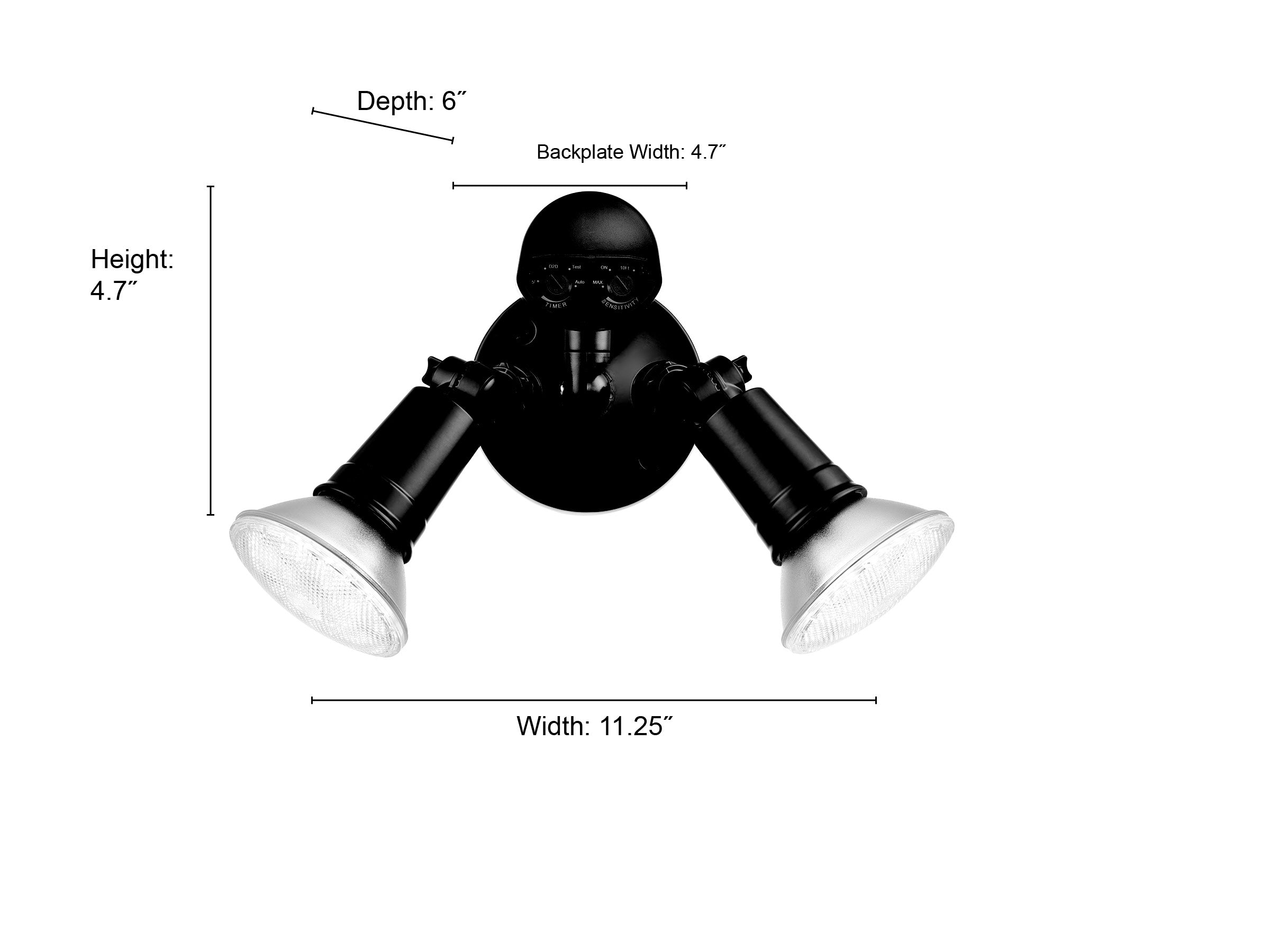 11.25''  Powder Coated Black 2 Light Flood Light