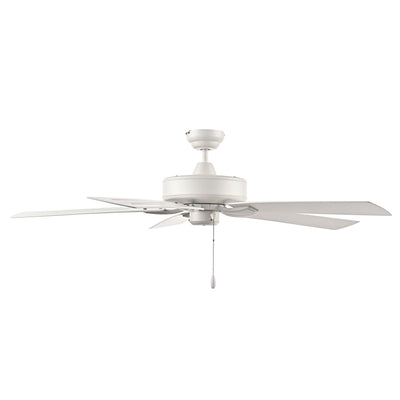 52 Inch Velbreeze AC Matte White Outdoor Ceiling Fan 5-Blade