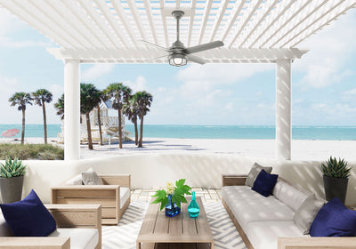 54 inch Searow Matte Silver WeatherMax Indoor / Outdoor Ceiling Fan with LED Light Kit and Wall Control