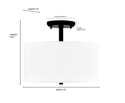 10.5'' Guyten Modern GoldWhite 2 Light Semi-Flush Mount