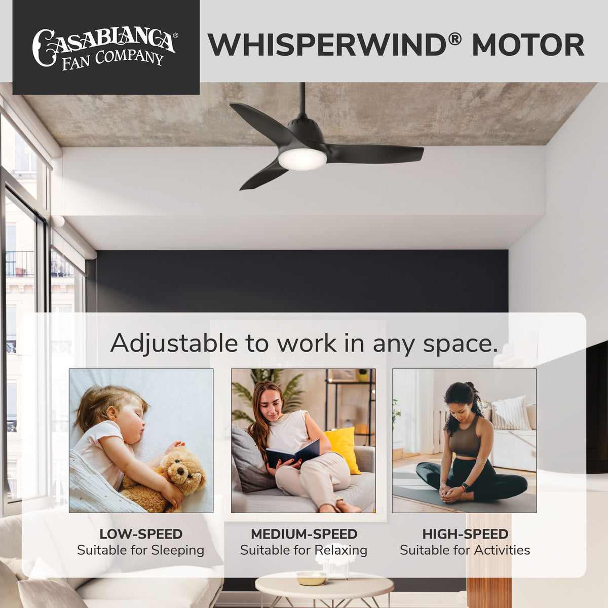 Casablanca 44 inch Wisp Noble Bronze Ceiling Fan with LED Light Kit and Handheld Remote