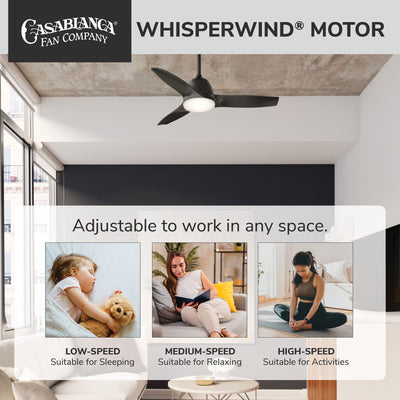 Casablanca 44 inch Wisp Noble Bronze Ceiling Fan with LED Light Kit and Handheld Remote
