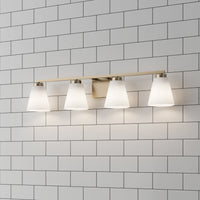 31-inch Strayhan Modern Gold 4-Light White Frosted Glass Bathroom Vanity Light