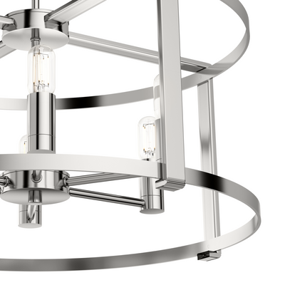 Astwood 26-inch 6-light Polished Nickel Drum Chandelier with Clear Glass