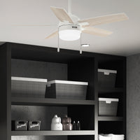 44 inch Anisten Fresh White Ceiling Fan with LED Light Kit and Pull Chain