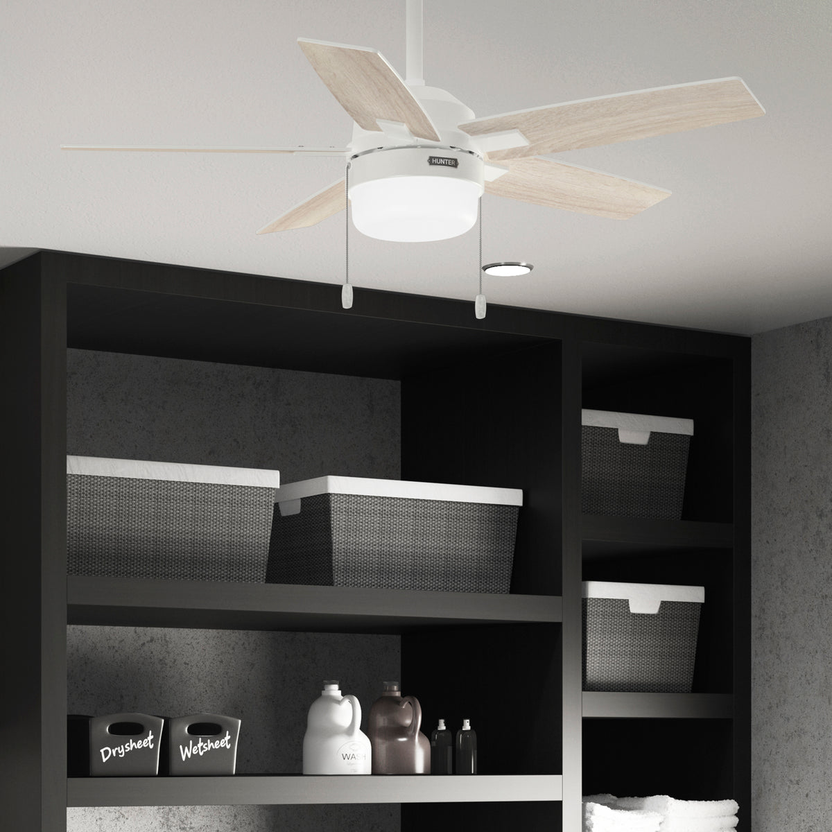 44 inch Anisten Fresh White Ceiling Fan with LED Light Kit and Pull Chain