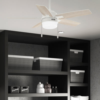 44 inch Anisten Fresh White Ceiling Fan with LED Light Kit and Pull Chain