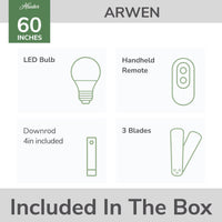 60 inch Arwen ENERGY STAR® Granite Damp Rated Ceiling Fan with LED Light Kit and Handheld Remote