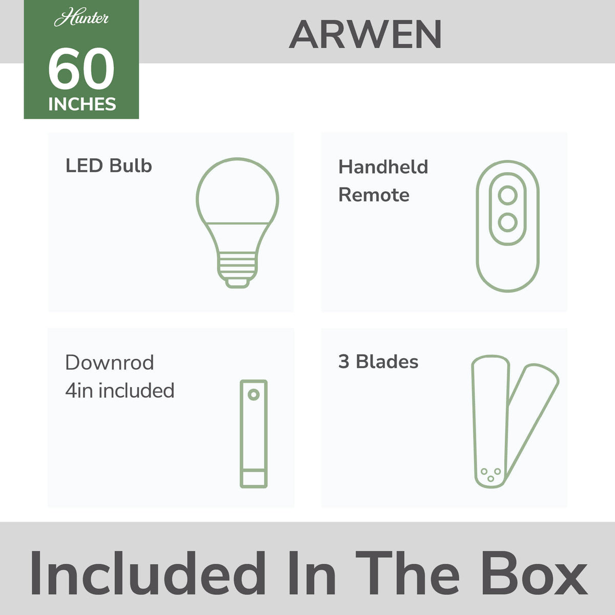 60 inch Arwen ENERGY STAR® Granite Damp Rated Ceiling Fan with LED Light Kit and Handheld Remote
