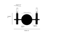 13'' Skyva Matte Black 2 Light Bath Vanity