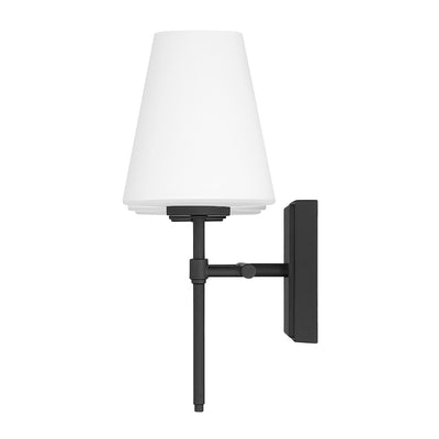 Camelia Stem 24-inch 3-light Matte Black and Cased White Glass Vanity Light with Cased White Glass
