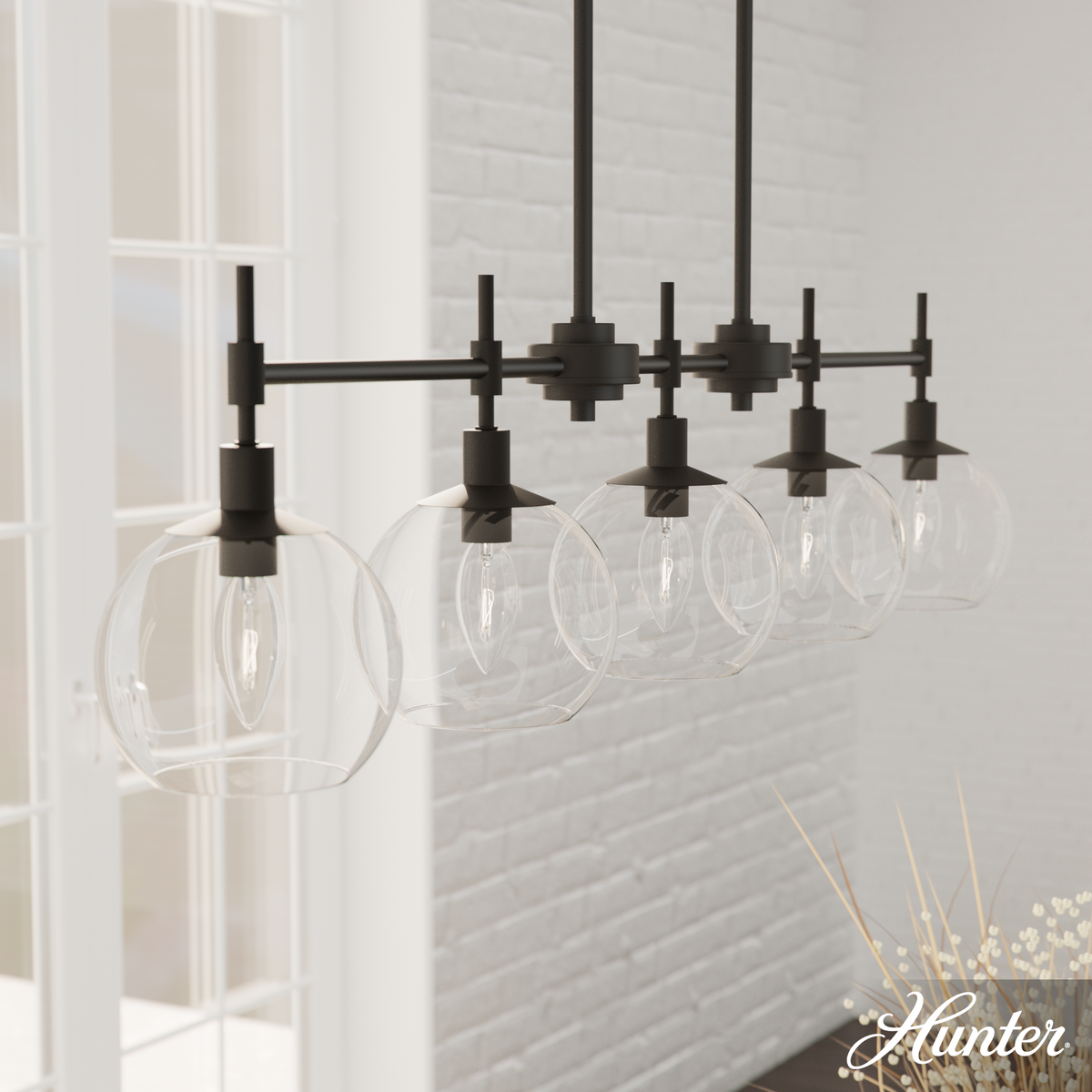 Carrington Isle 31.25-inch 3-light Luxe Gold and Flat Matte Black Linear Pendant Cluster with Flat Matte Black Metal Shade