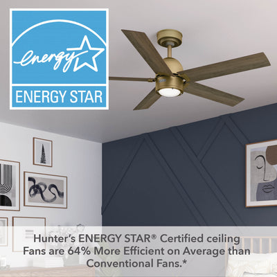 52 inch Erling ENERGY STAR® Luxe Gold Ceiling Fan with LED Light Kit and Handheld Remote