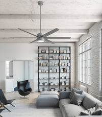 72 inch Solaria ENERGY STAR® Matte Silver Damp Rated Ceiling Fan with LED Light Kit and Wall Control