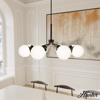 Station 14-inch 2-light Natural Black Iron Pendant with Frosted Cased White Glass