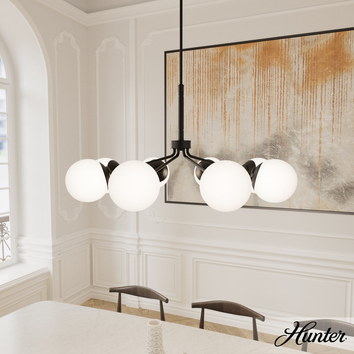 Station 14-inch 2-light Natural Black Iron Pendant with Frosted Cased White Glass