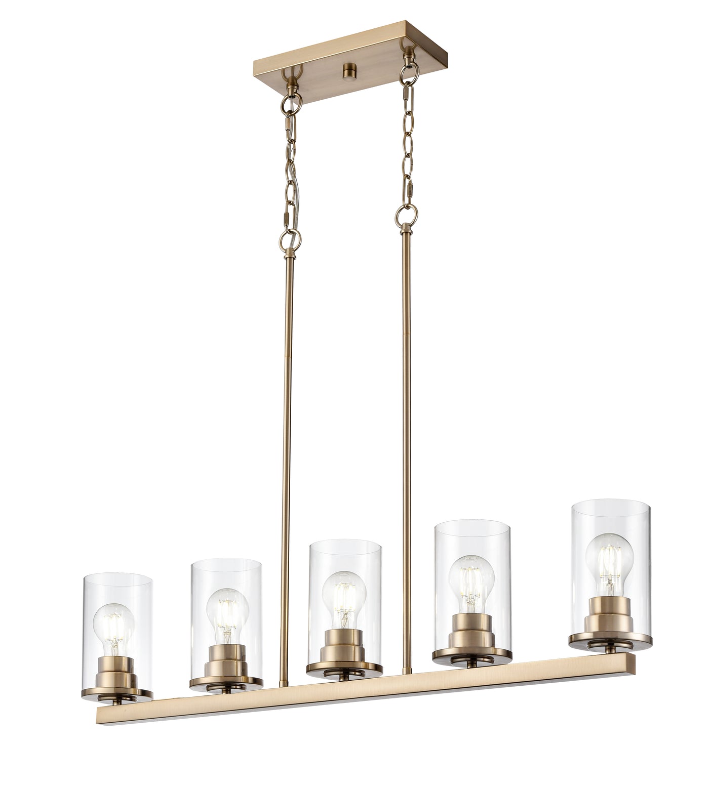 40-inch Verlana Modern Gold 5-Light Clear Glass Linear Chandelier