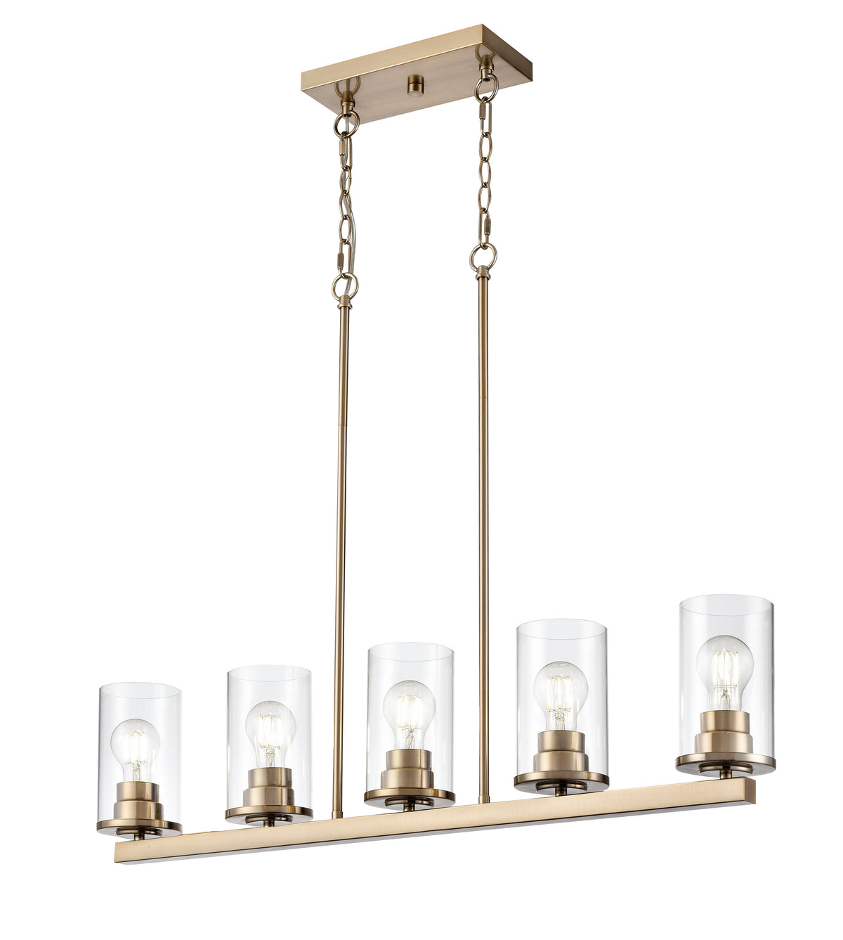 40-inch Verlana Modern Gold 5-Light Clear Glass Linear Chandelier