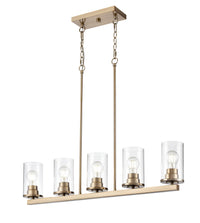 40-inch Verlana Modern Gold 5-Light Clear Glass Linear Chandelier