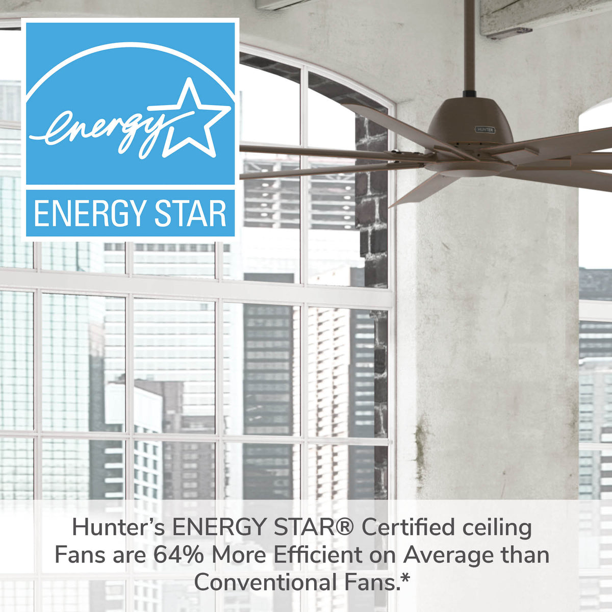 72 inch Downtown ENERGY STAR® Matte Bronze Damp Rated Ceiling Fan and Wall Control