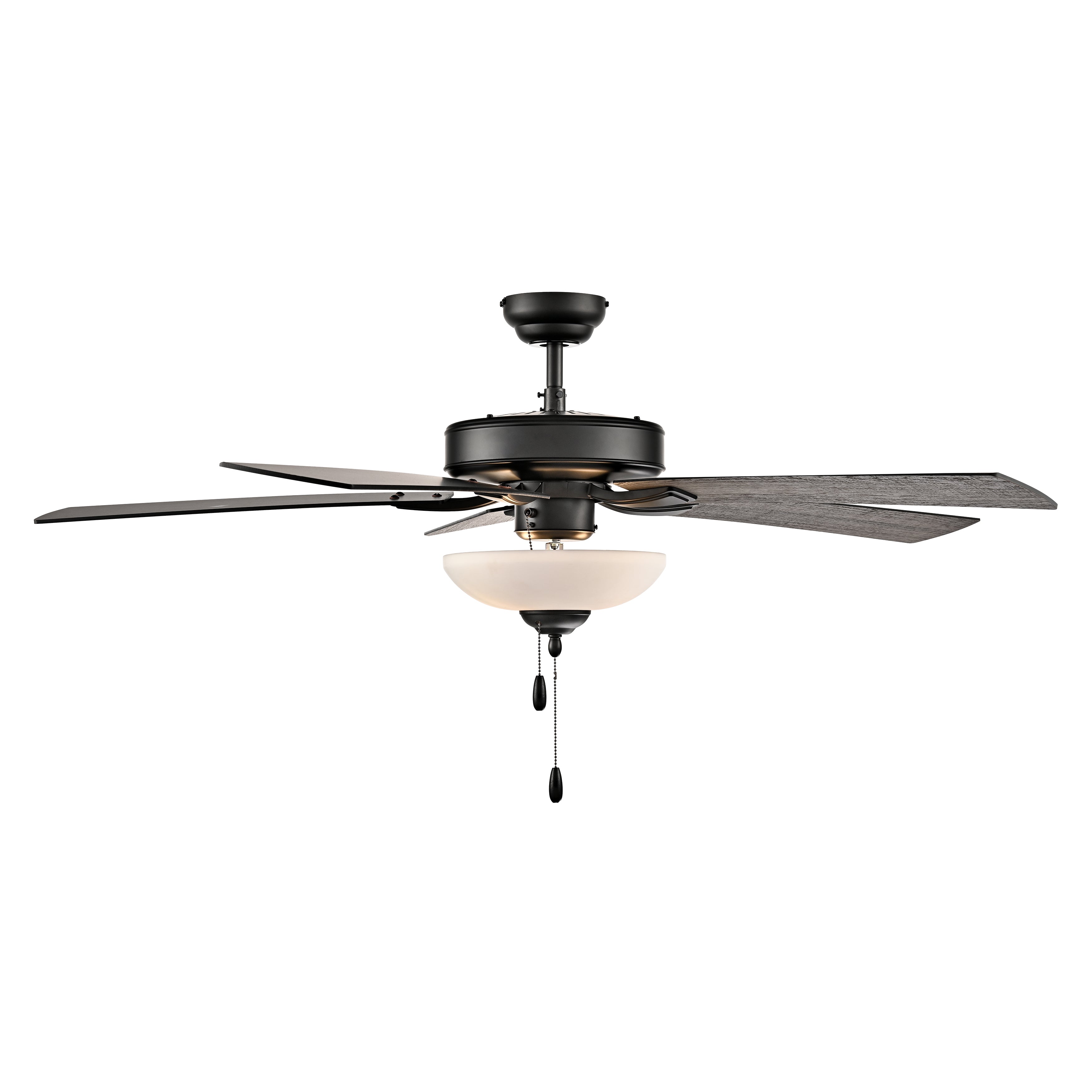 52 Inch Galeson AC Matte Black Indoor Ceiling Fan 5-Blade 2 Lights Reversible