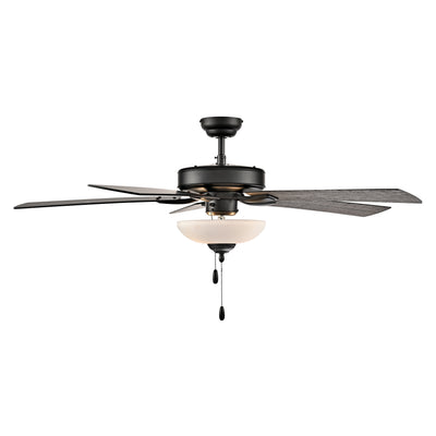 52 Inch Galeson AC Matte Black Indoor Ceiling Fan 5-Blade 2 Lights Reversible