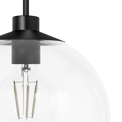 Xidane 14-inch 1-light Matte Black Globe Pendant with Clear Glass